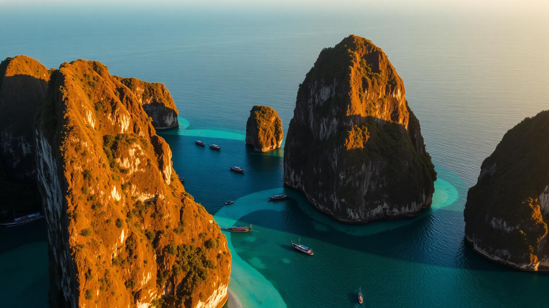 Aerial view of Phi Phi islands